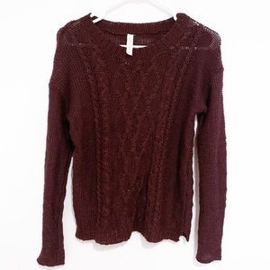 Aeropostale Burgundy Women’s Knit Sweater - Medium